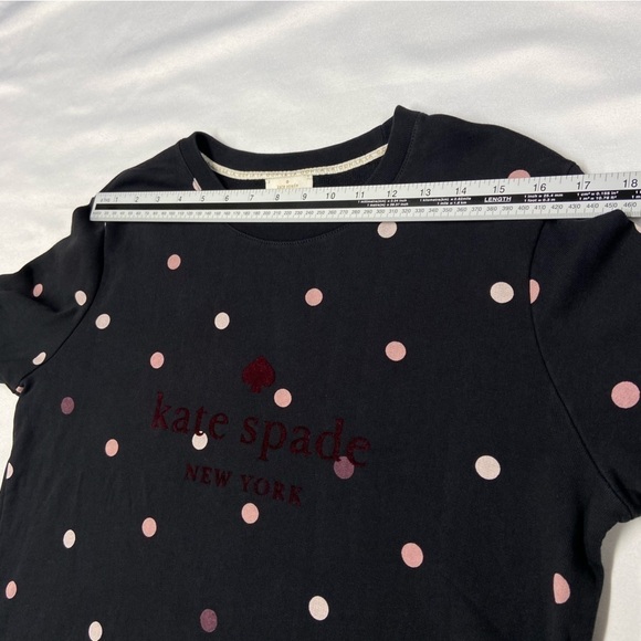 EUC Kate Spade Brooke Street Bakery Dot Black Pink Polka Dot Sweatshirt Small - Picture 6 of 15